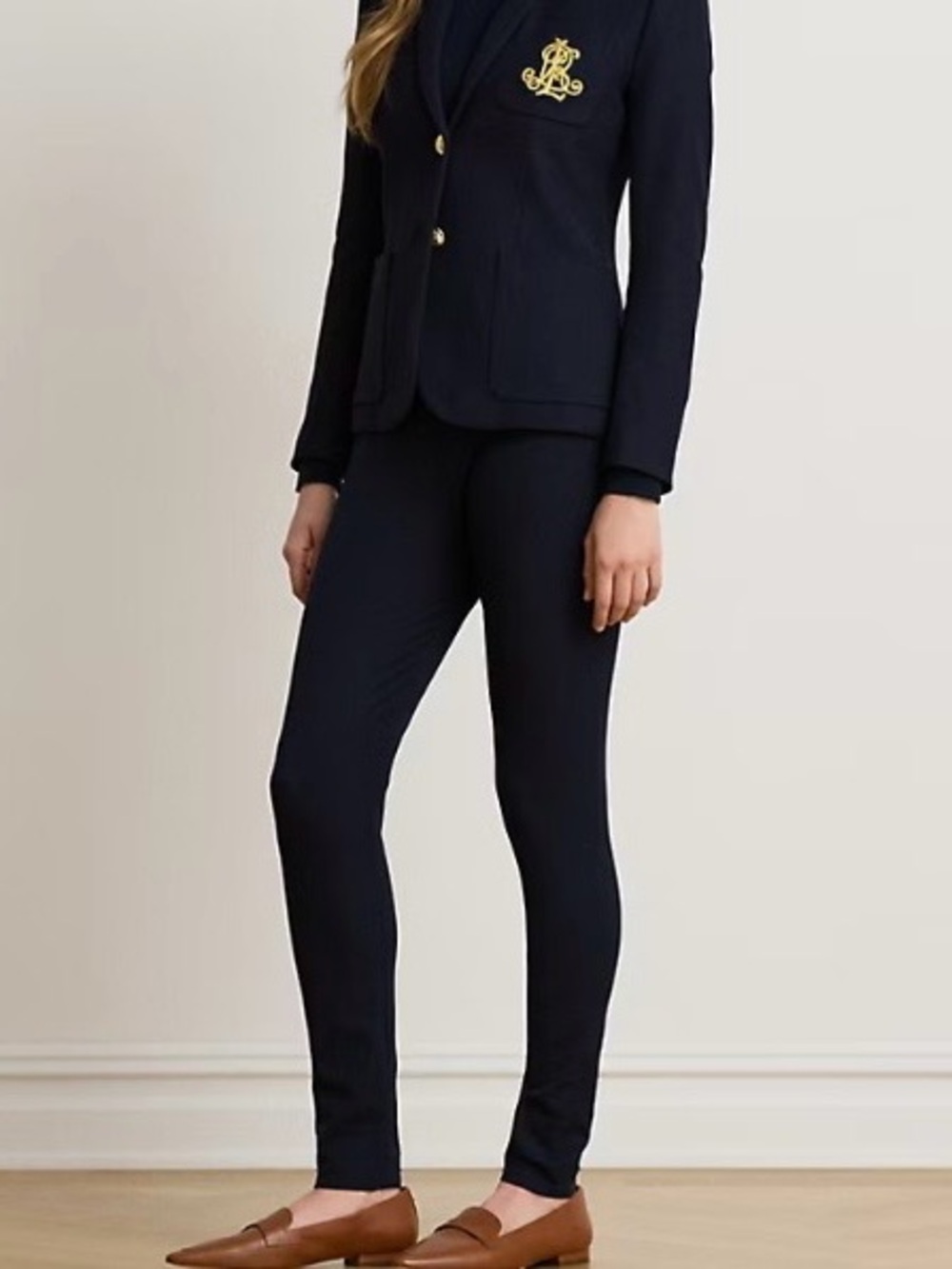 Ralph Lauren Navy Ponte Slim Trousers